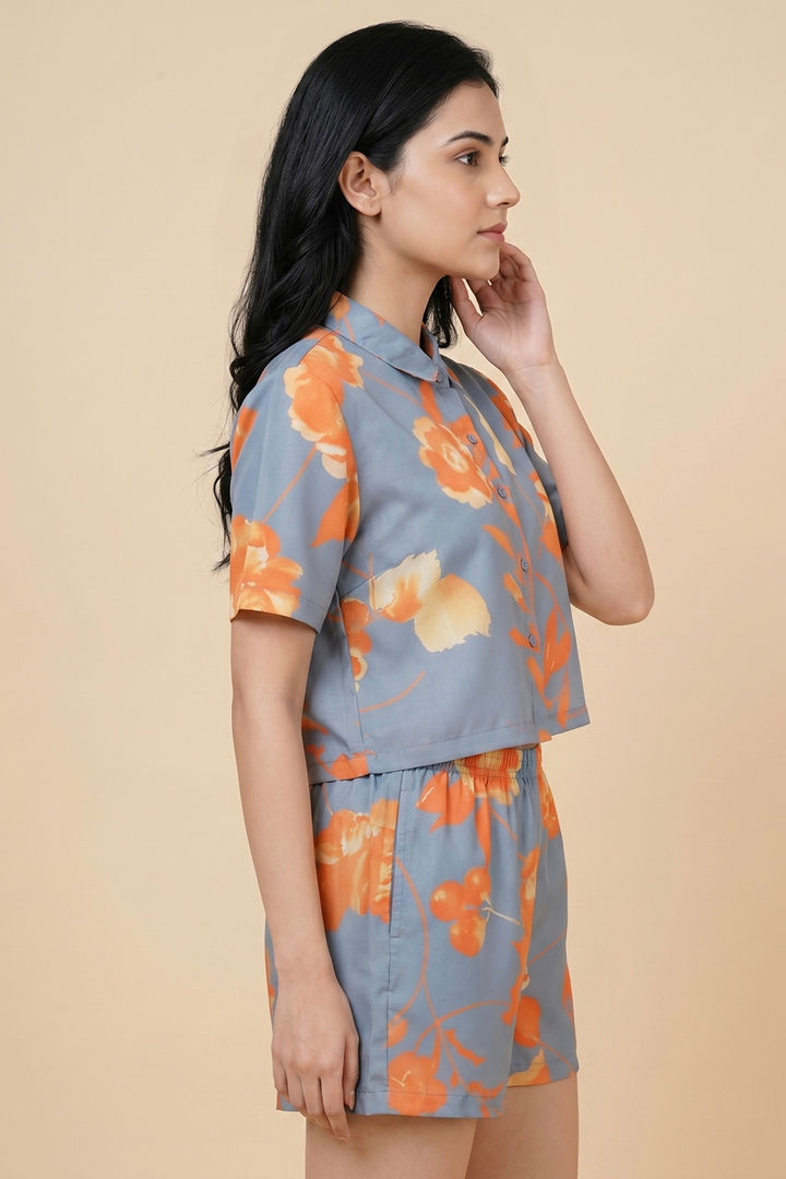 Zivame Woven Loungewear Short Set - Slate Grey — image 4